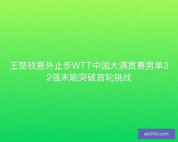 王楚钦意外止步WTT中国大满贯赛男单32强未能突破首轮挑战