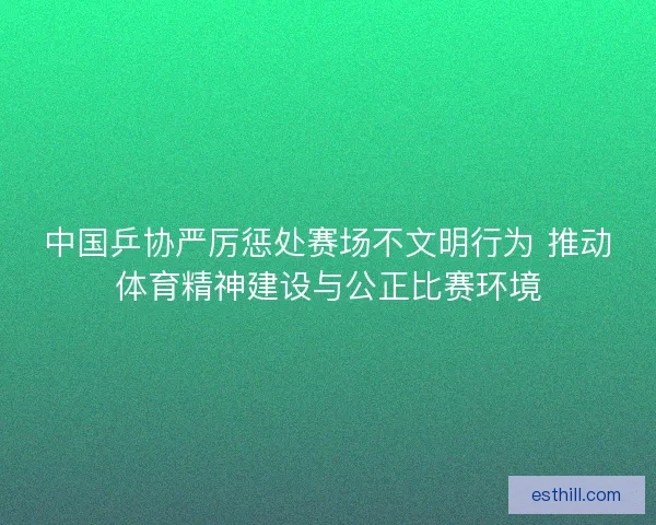 中国乒协严厉惩处赛场不文明行为 推动体育精神建设与公正比赛环境